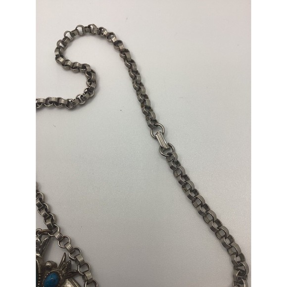 Vintage Necklace Signed ART Arthur Pepper 24” Silver Tone Turquoise Pendant - Picture 4 of 7